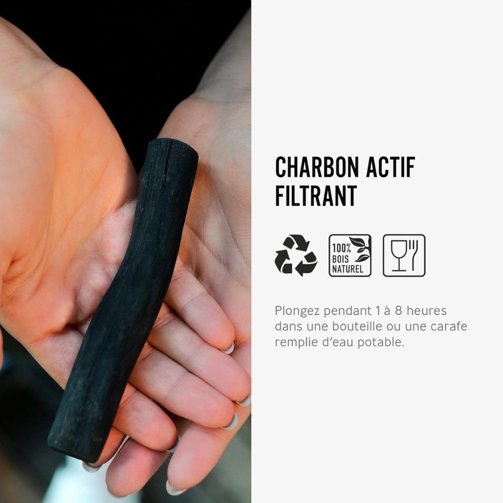Charbon Binchotan Mizora - Lot de 2 Bâtons pour 3L d'Eau Filtrée